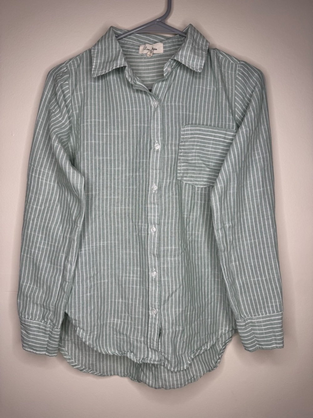 Light Green Stripe Button-Down Shirt - Women’s Love Notes